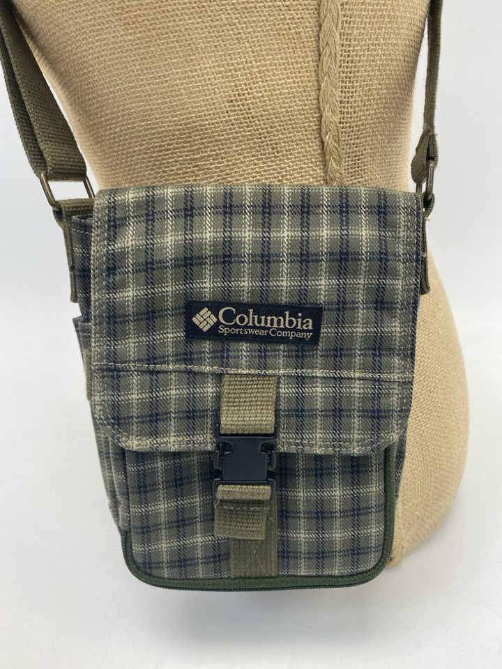 Columbia Olive Tan/Blk Plaid Fabric Crossbody