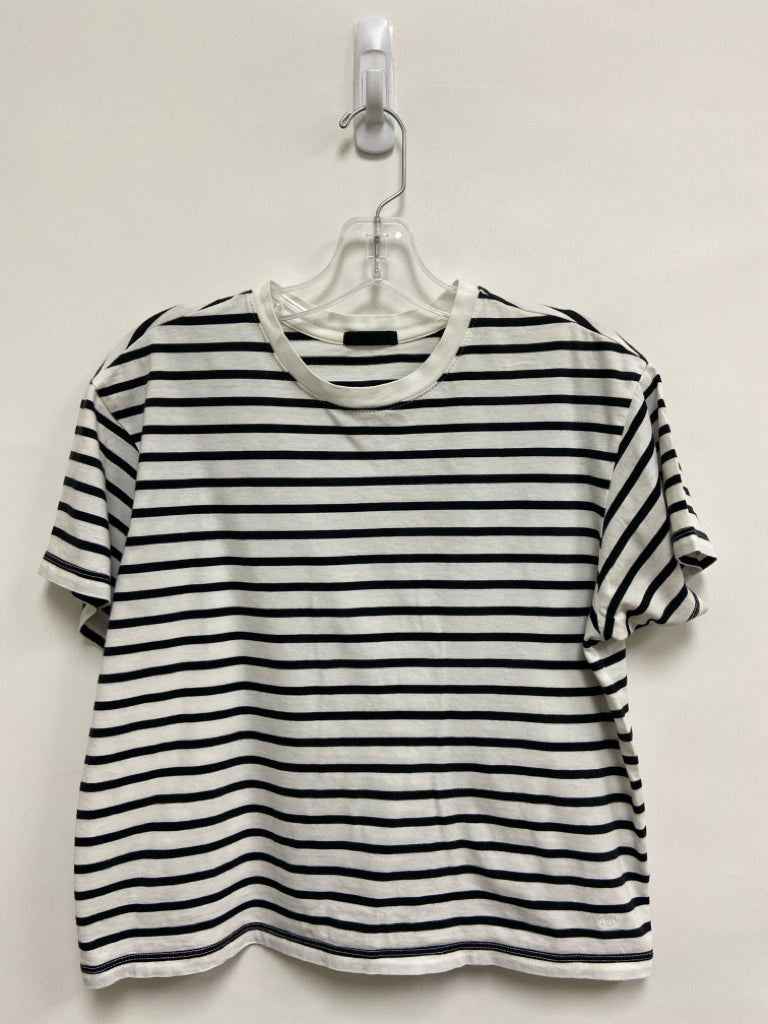 ATM Size S White/Black Stripes Cropped Ladies Top