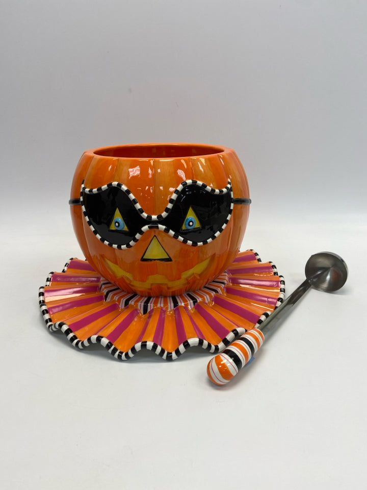 Dept.56 Glitterville "Punchie" Punchy Jack O Lantern Punch Bowl (Rare)