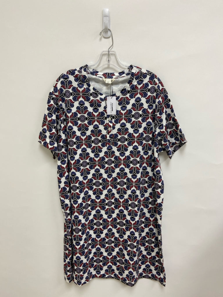NWT Vera Bradley Size L White/Blue Burgundy/Black Floral Ladies Dress