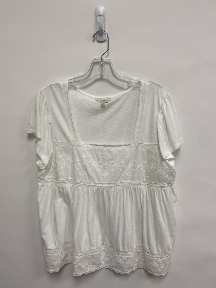 Lucky Brand Size L White Embroidered Ladies Top