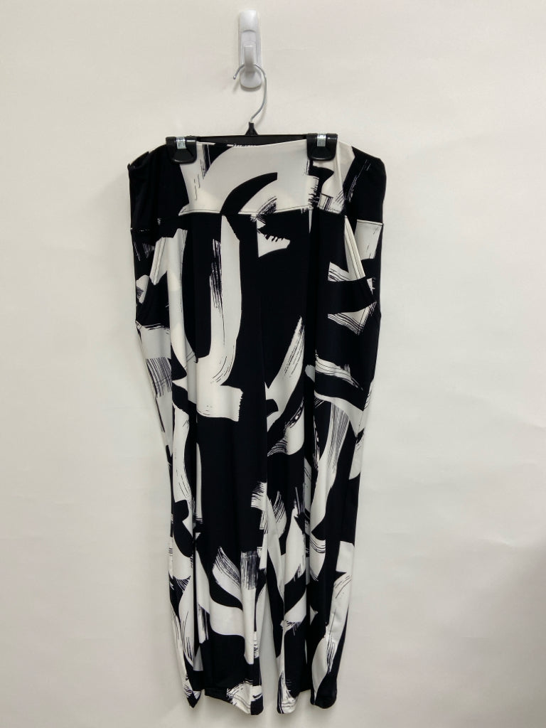 Sympli Size 14 Black White Abstract Pull-on Ladies Pants