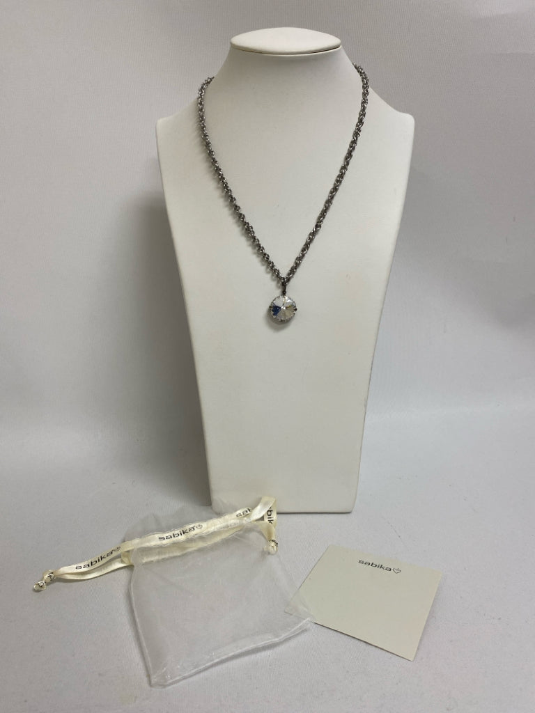 NWT sabika Silver Color Clear Jeweled Necklace