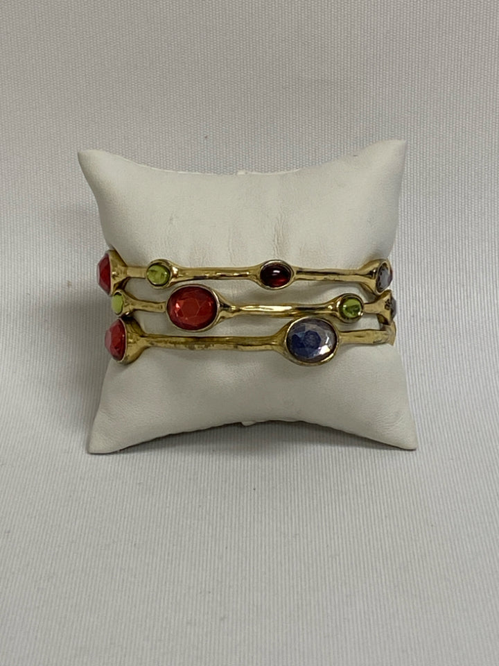 Gold Color Red/Green Jeweled Bracelet