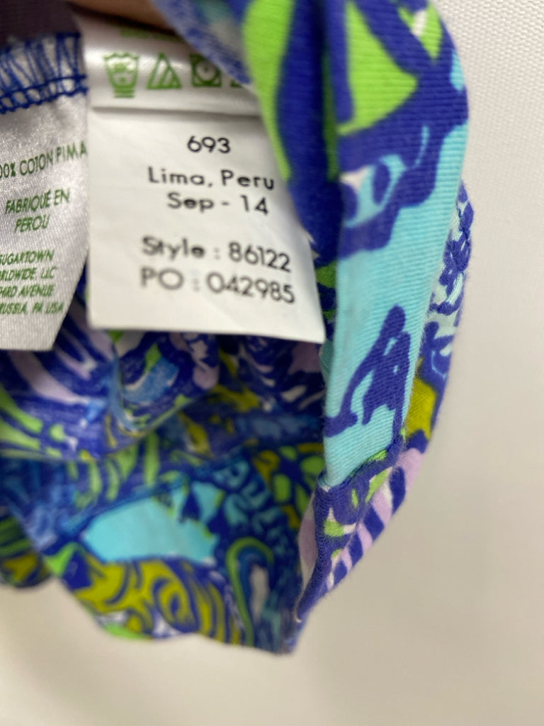 LILLY PULITZER Size XS Aqua/Blue Green/Lavender V Neck Ladies Dress