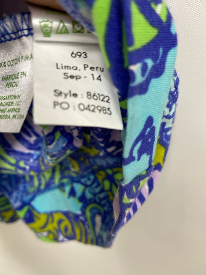 LILLY PULITZER Size XS Aqua/Blue Green/Lavender V Neck Ladies Dress