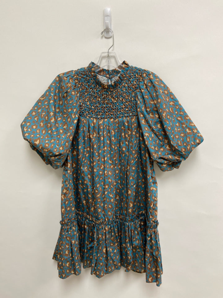 Tyler Boe Size S Blue Tan/Brown Animal Print Ladies Dress
