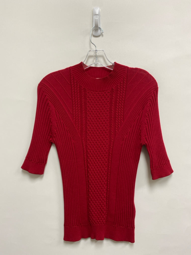 Brooks Brothers Size M Red Ribbed 3/4 Sleeve Ladies Sweater