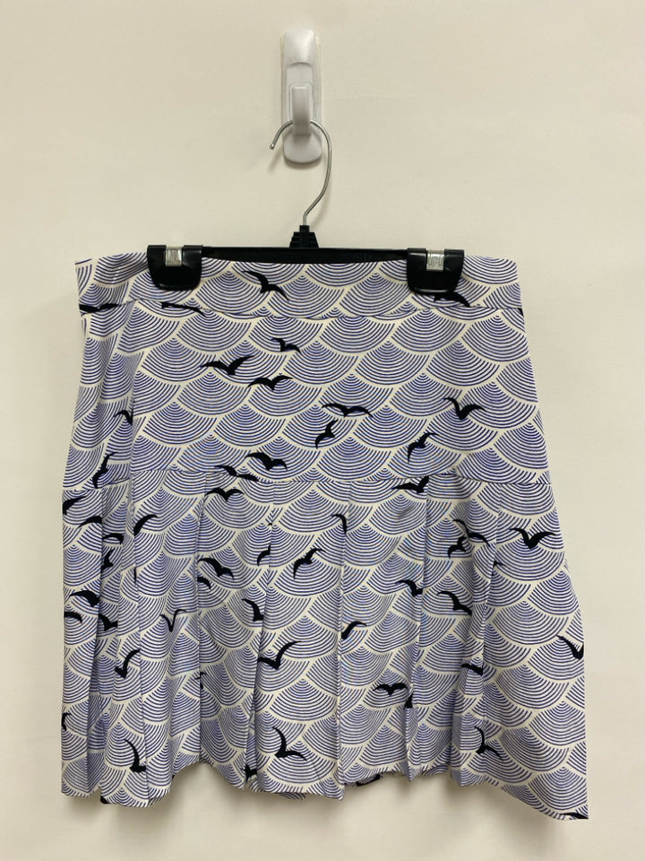 Kate Spade Size 2 Blue White/Black Birds Silk Ladies Skirt