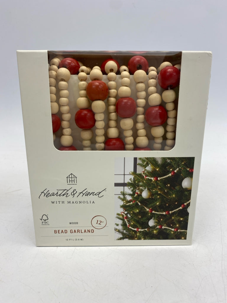 NEW/BOX Magnolia Home Tan Red Beaded Christmas