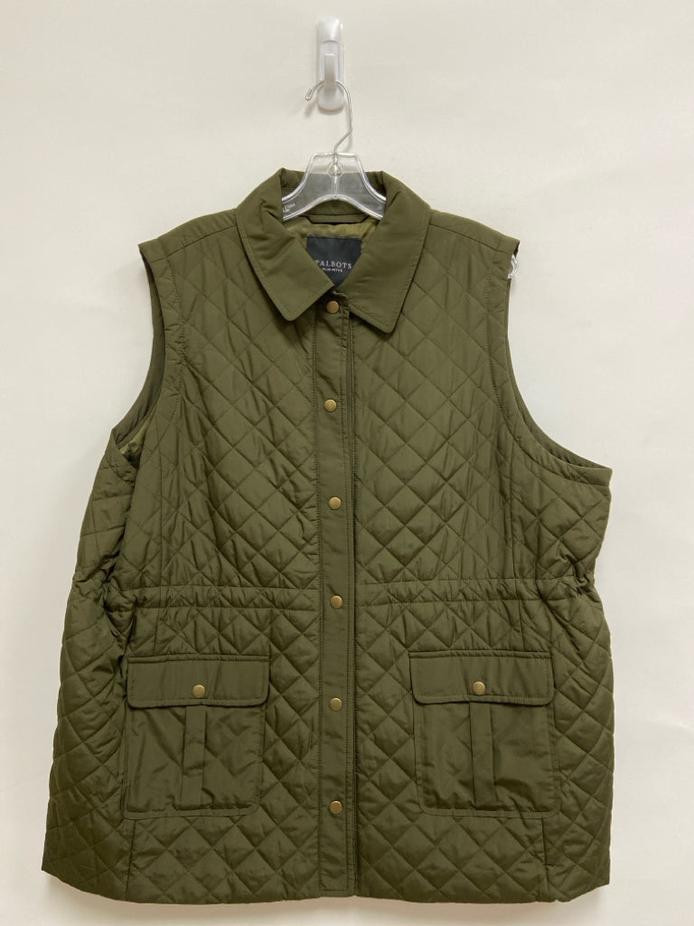 Talbots Size 2XP Olive Green Quilted Plus Size Vest