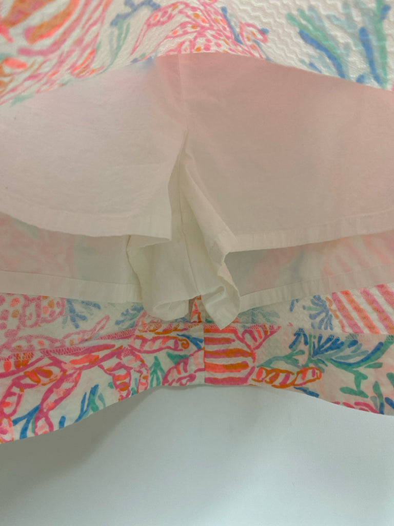 LILLY PULITZER Size 10 White Aqua/Pink Crab Ladies Skort