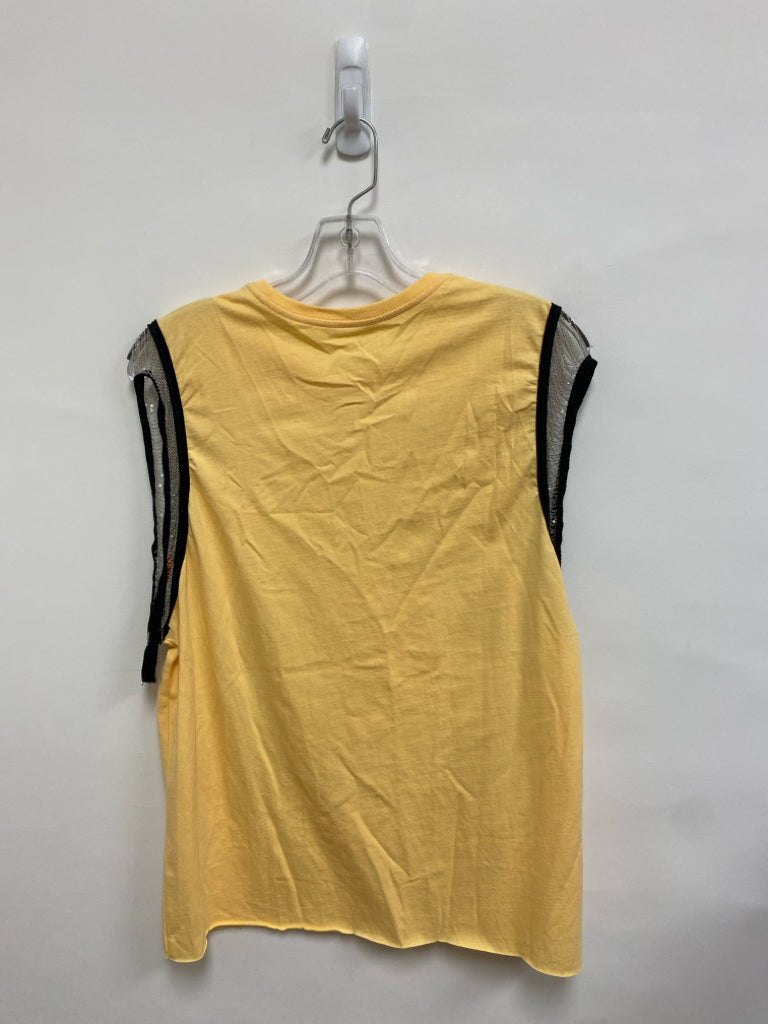 NWT Size S Peach/Coral Yellow/Green Words Sleeveless Ladies Top