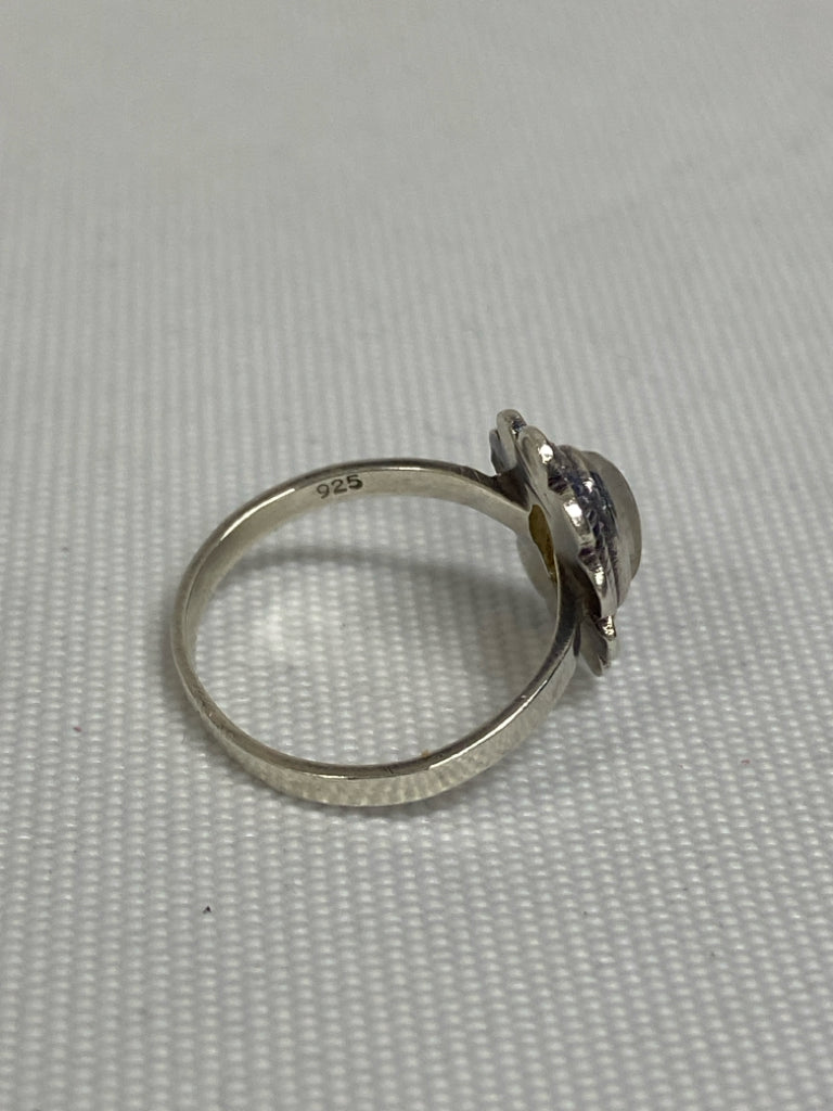 Silver Iridescent Flowers Ring