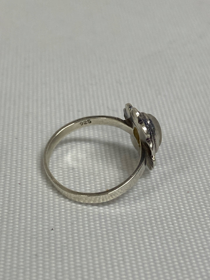 Silver Iridescent Flowers Ring