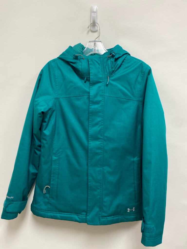 Under Armour Size XS Turquoise Hooded Zip Down Ladies Coat