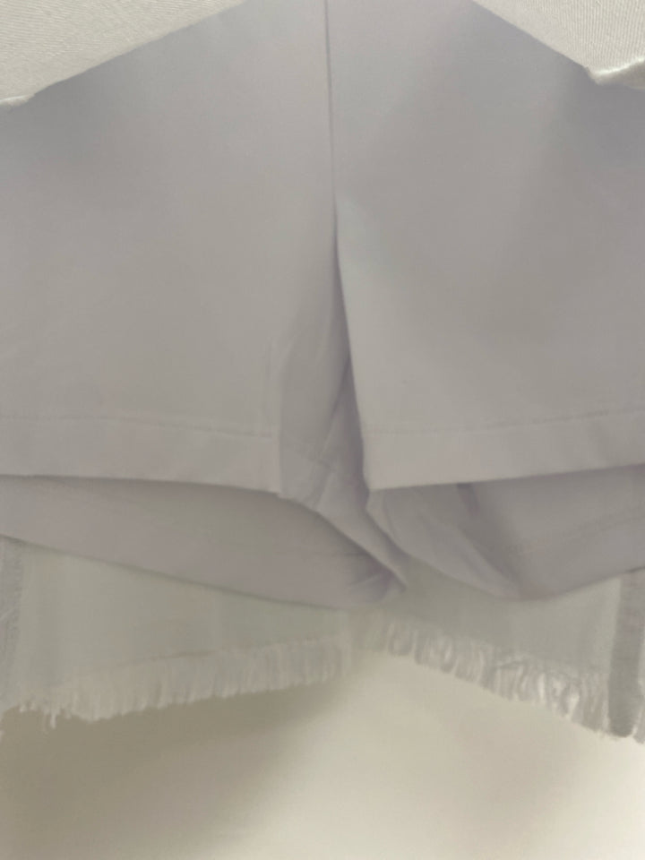 NWT SlimSation Size 4 White Denim Fringe Ladies Skirt