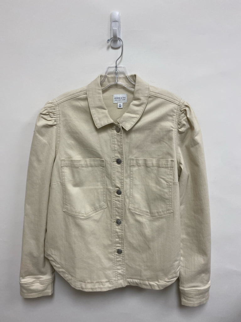 Crown &amp; Ivy Size XL Cream Denim Ladies Jacket