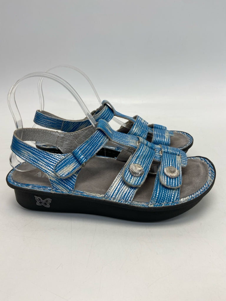 Alegria  Size 39 Blue Silver Metallic Sandals