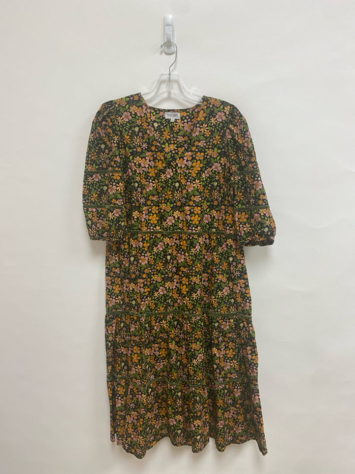 OLIVIA JAMES Size S Black Green/Brown Floral Ladies Dress