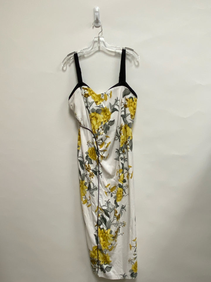Anthropologie  SIZE  16W Black White/Yellow Flowers Sleeveless Plus Size Dress