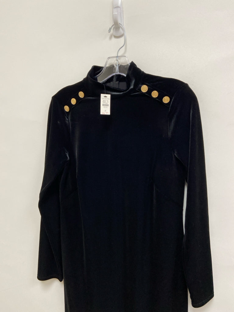 NWT Talbots Size PP Black Buttons Long Sleeve Petite Dress