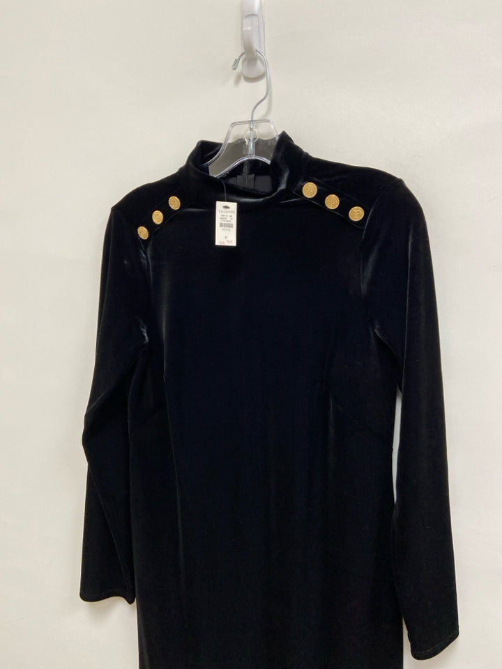 NWT Talbots Size PP Black Buttons Long Sleeve Petite Dress