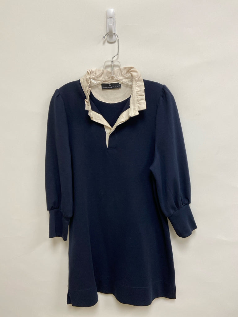 Pomander Place Size S Navy White Long Sleeve Ladies Dress