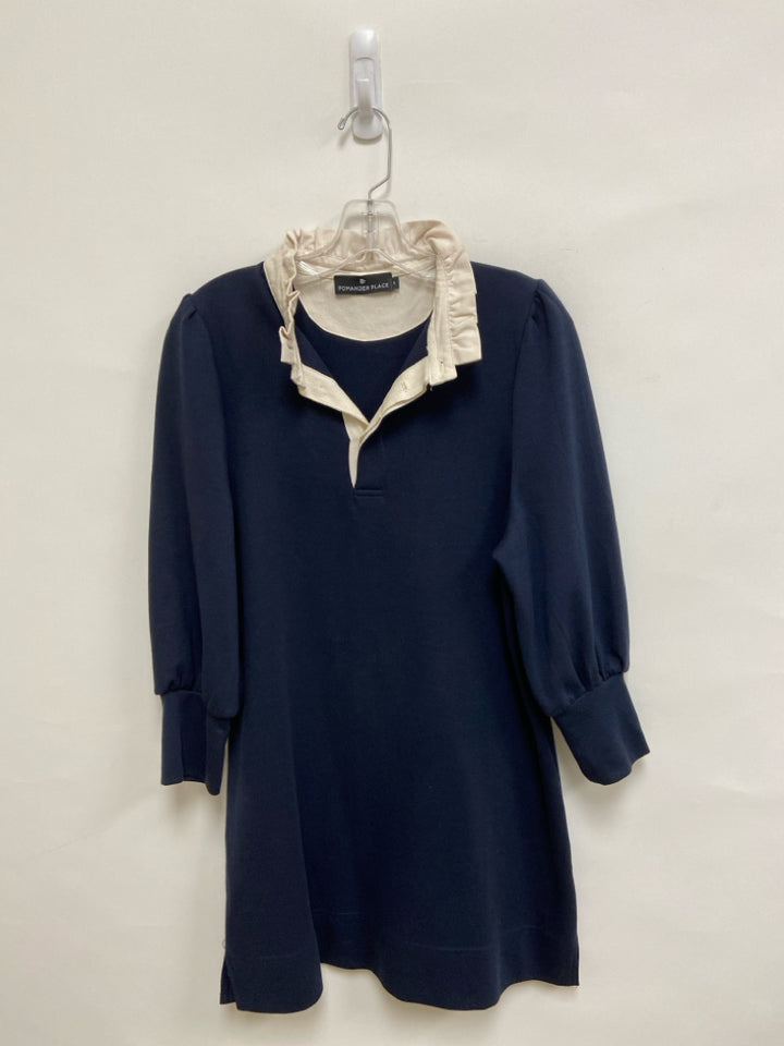 Pomander Place Size S Navy White Long Sleeve Ladies Dress