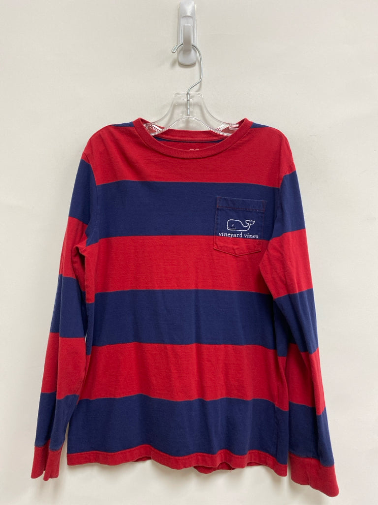 Vineyard Vines SIZE 8/10 Red/Navy Stripes Long Sleeve Boy&
