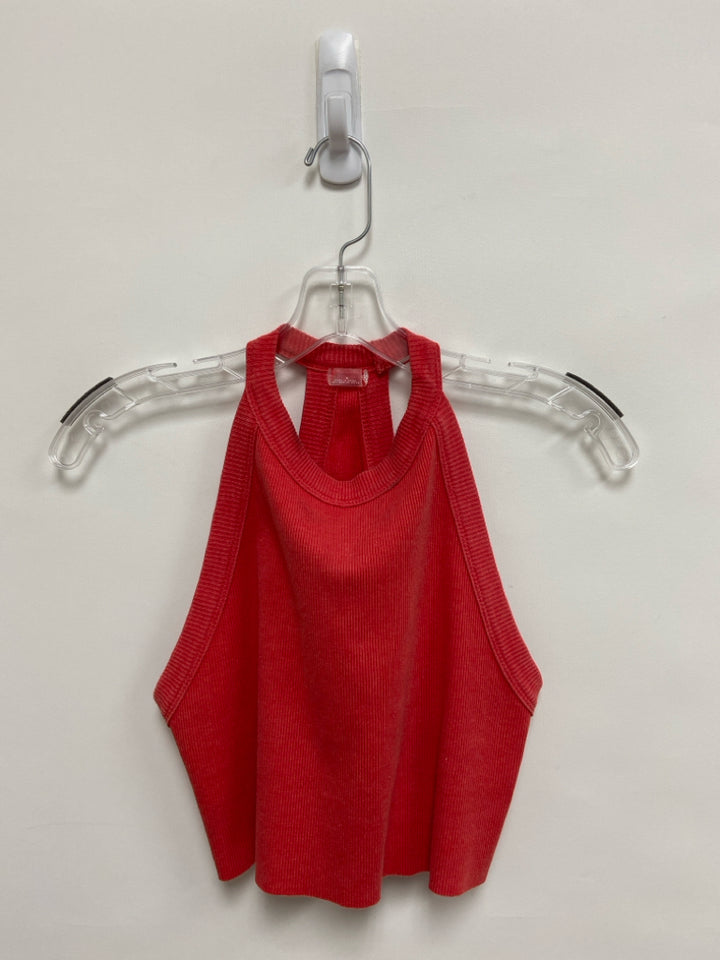 Free People Size M Red Ribbed Tank Ladies Top