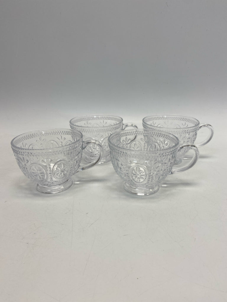 Clear Flowers Glass Coffee Mug