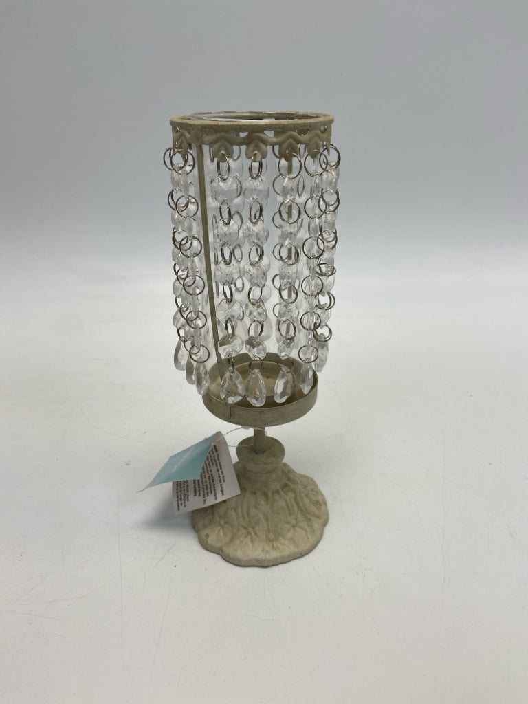 Cream Clear Jeweled Metal/Glass Candleholder(s)