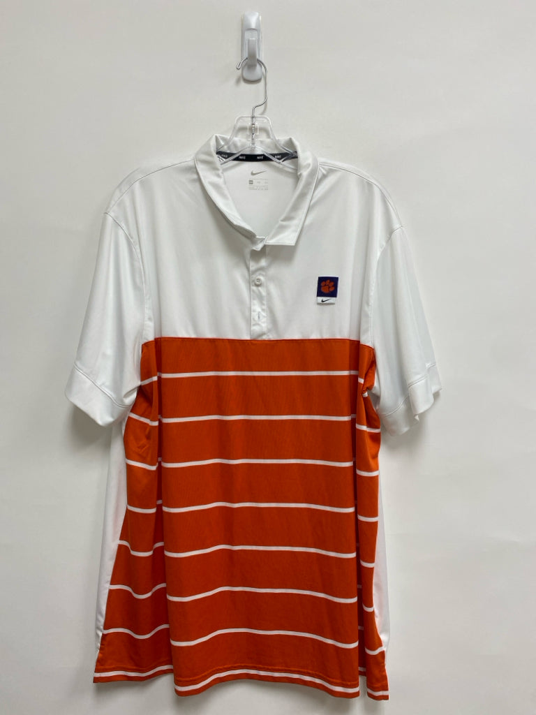 Nike Size XXL White Orange Striped Polo Men&