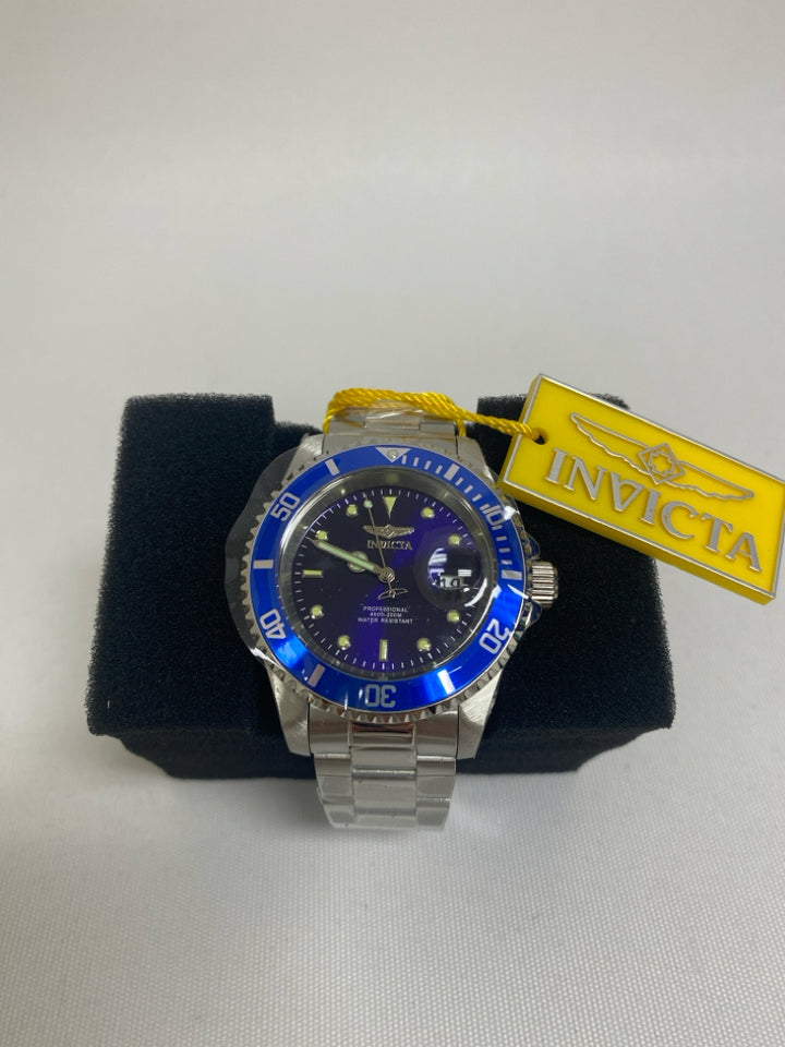 NEW/BOX Invicta Silver Color Blue Stainless Men&