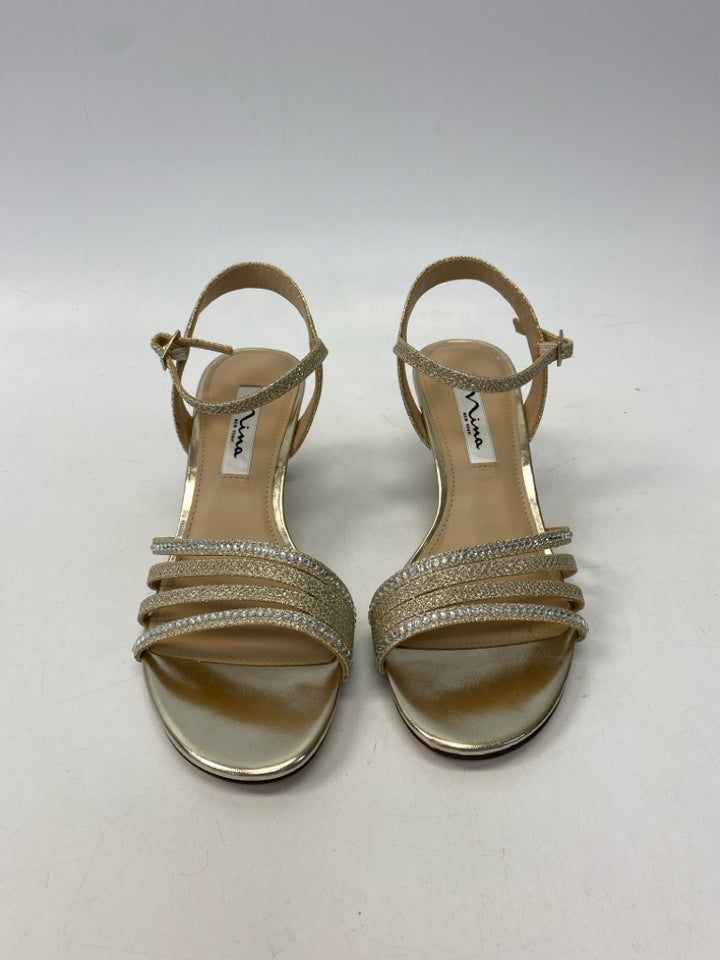 NWOT Nina  Size 7 Gold Clear Rhinestone(s) Sandals