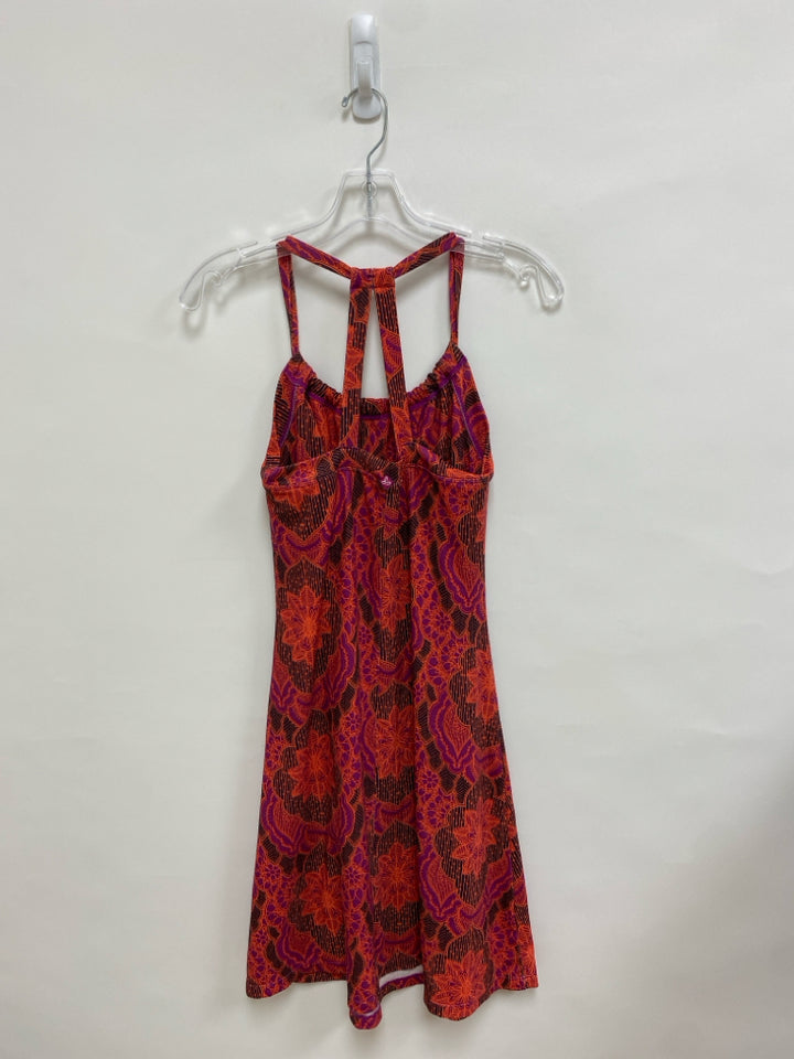 PrAna Size S Orange Black/Purple Print Sleeveless Athletic Dress