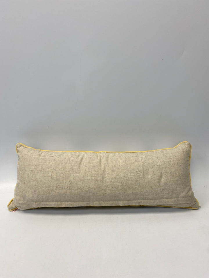 Natural Gray/Yellow Embroidered Flower(s) Pillow