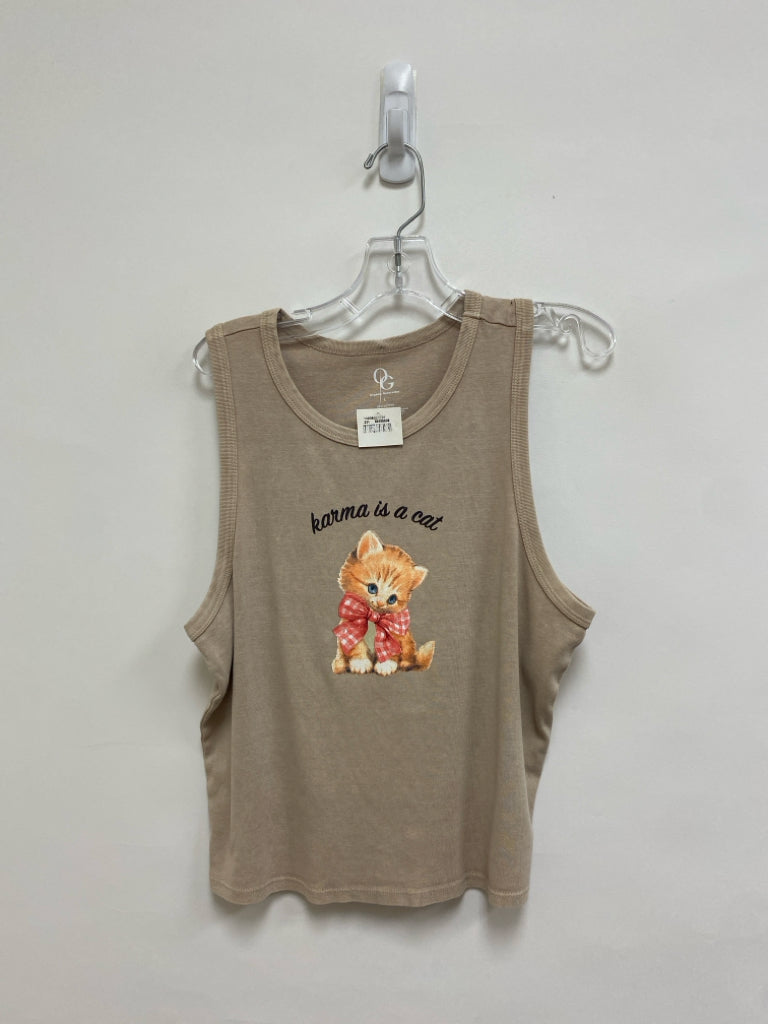 NWT SIZE L Beige Cats Tank Girl&
