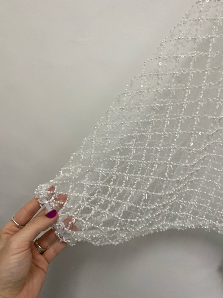 NWT Size OSFA White Beaded Batwing Mesh Ladies Top