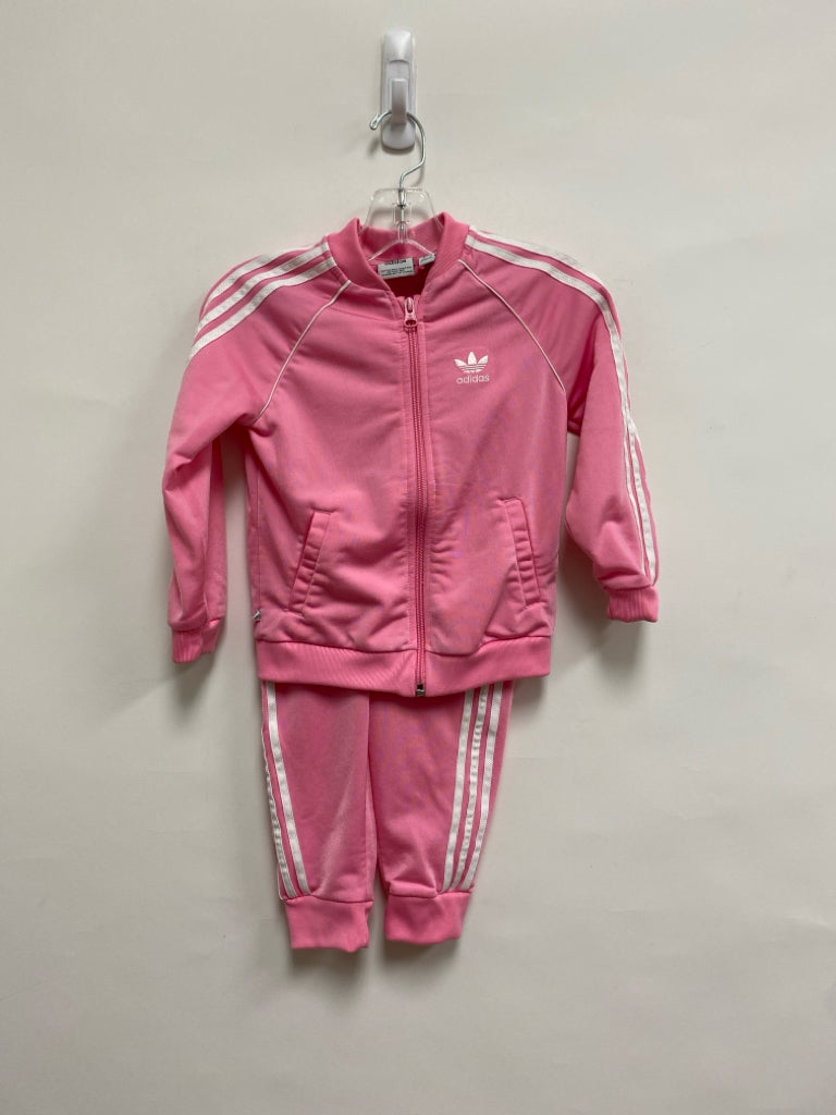Adidas SIZE 4T Pink White Stripe Joggers Girl&