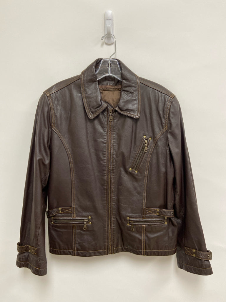 Hard Rock Cafe Size M Brown Vintage Zip Down Leather Ladies Jacket