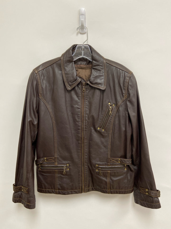 Hard Rock Cafe Size M Brown Vintage Zip Down Leather Ladies Jacket