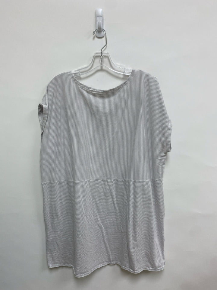 Eileen Fisher Size XL White Gray Striped Ladies Top