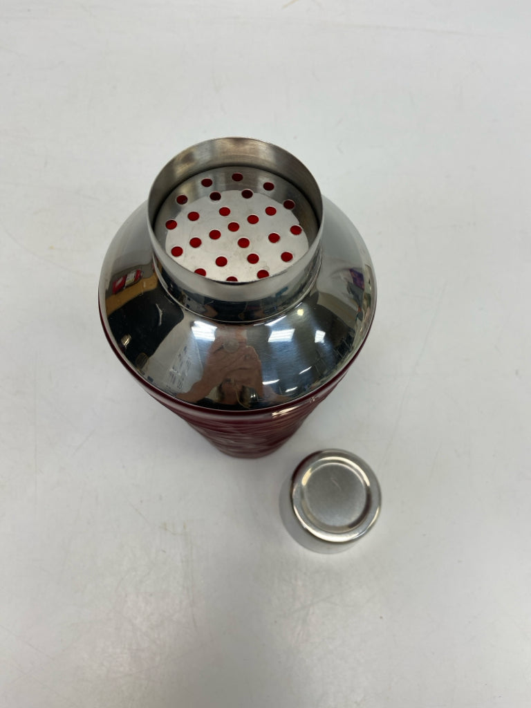 Red Glass/Metal Barware