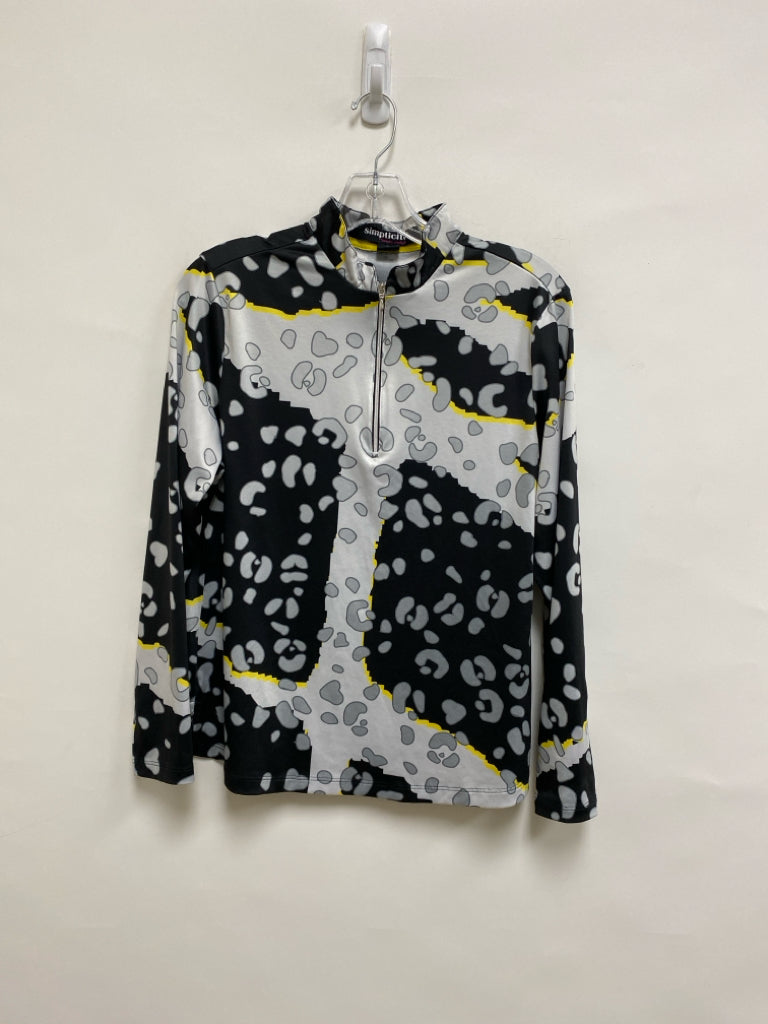 jamie sadock Size M Gray Black/Yellow Abstract Athletic Top