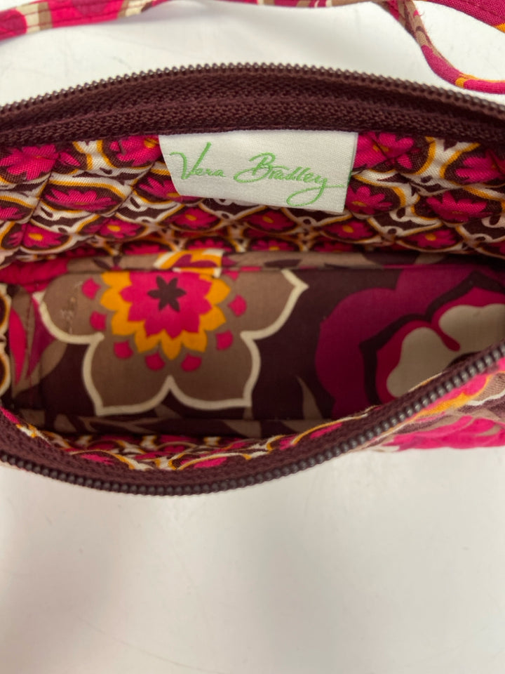 Vera Bradley Fuchsia Brown/Orange Flower(s) Fabric Handbag