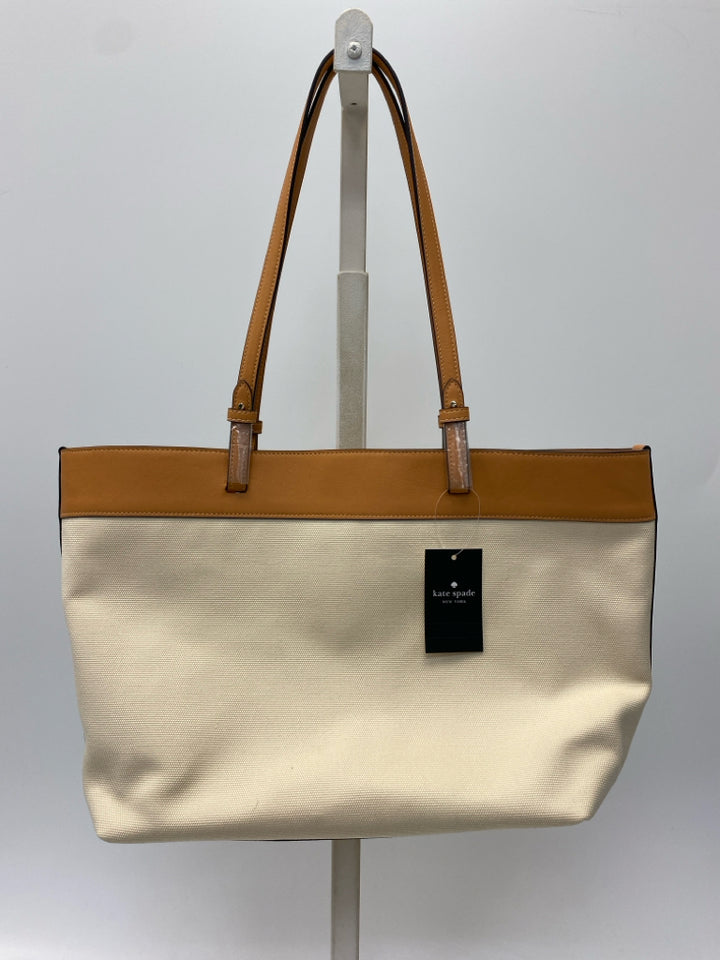 NWT Kate Spade  Size Natural Brown Canvas Handbag