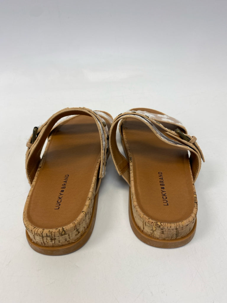 Lucky Brand  Size 8.5 Tan/Wht Studded Sandals