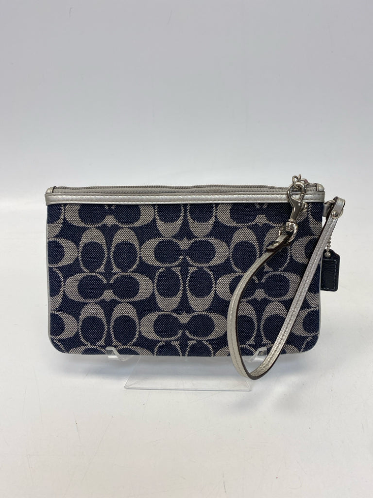 Coach Denim Silver Signature Fabric Wristlet